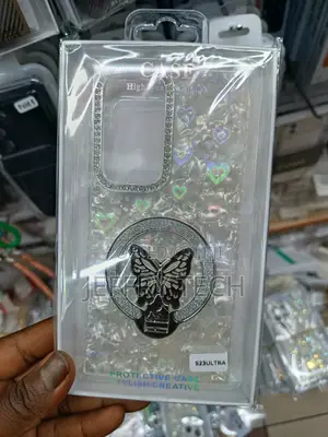 Back Phone Cover Butterfly Hidden Stand for S22 Ultra
