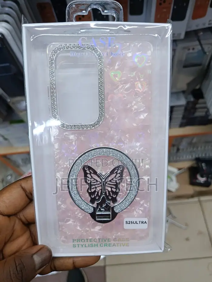 Glitter Butterfly Hoop for S25 Ultra Pink Butterfly Hoop