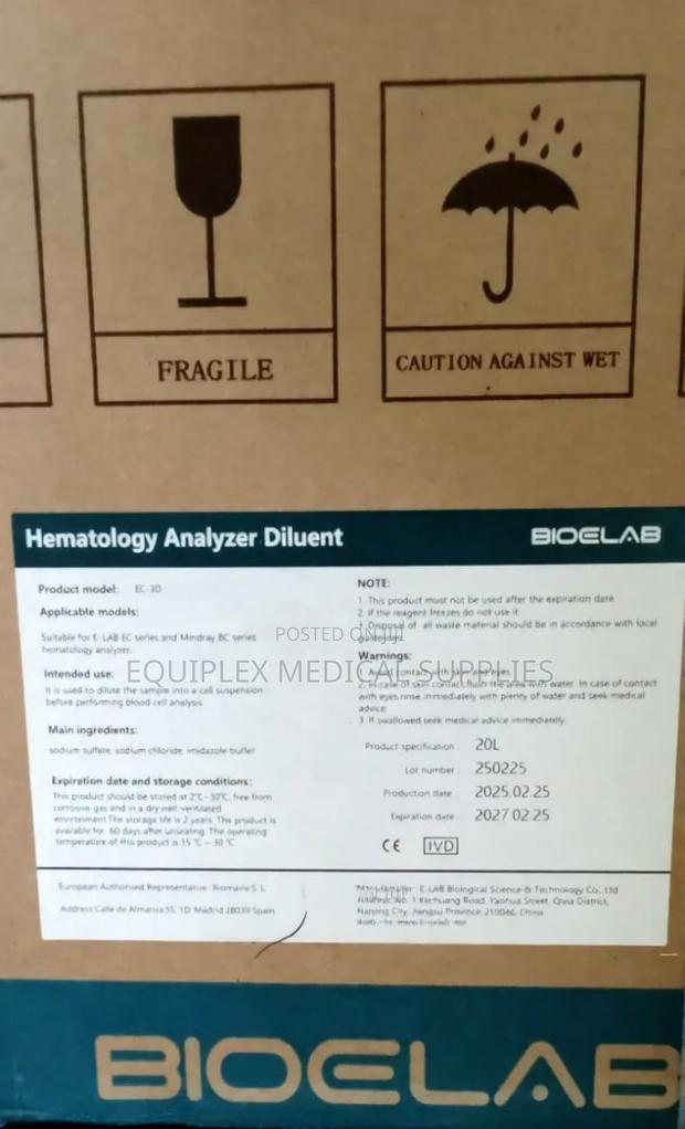 Hematology Analyzer 20l Diluent / Open-System Diluent - main view