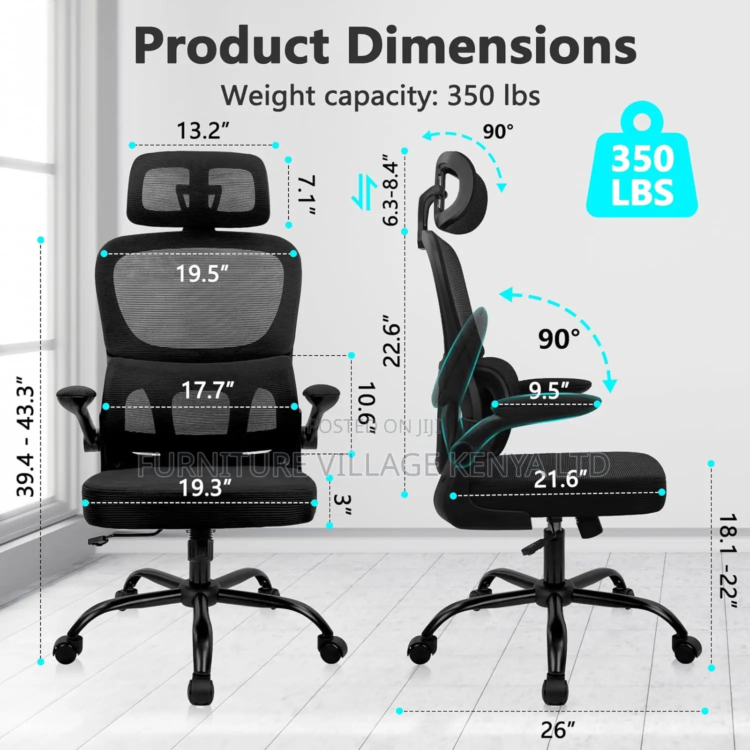Ergonomic Office Desk Chair With Adjustable Headrest