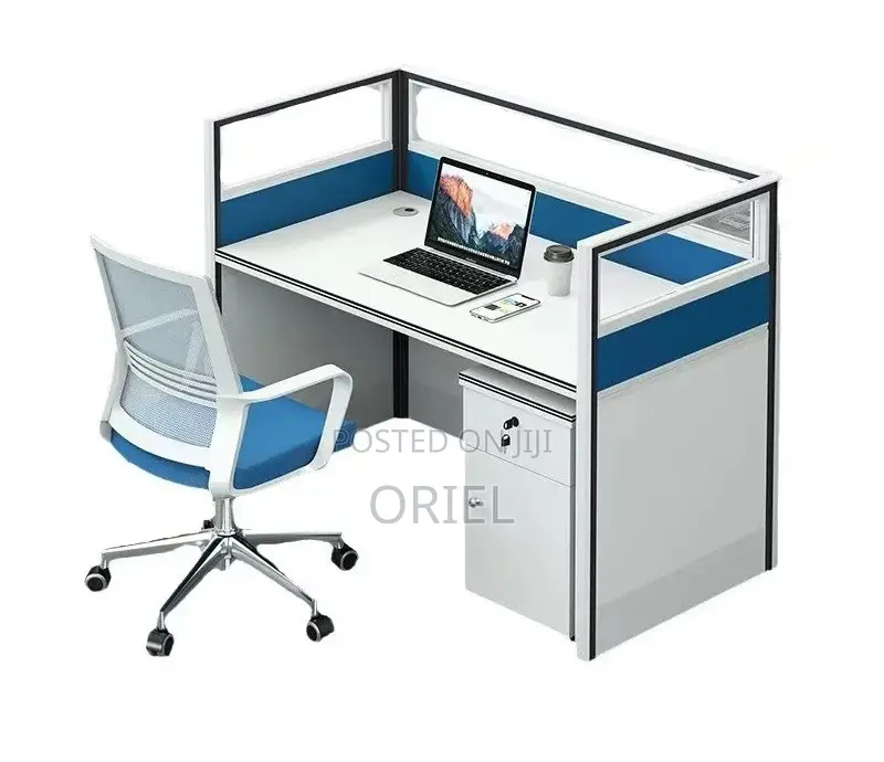 Office Worksatation : 1-Way Office Workstation With Privacy Panels