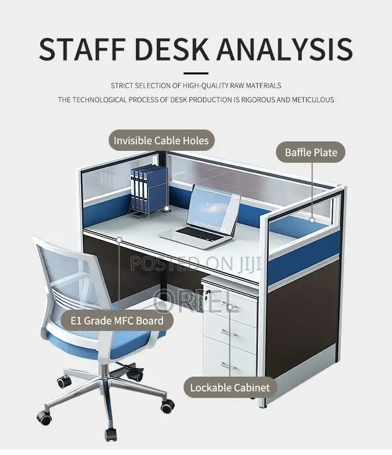 Office Worksatation : 1-Way Office Workstation With Privacy Panels