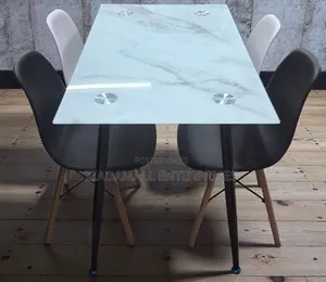 Dinning Table Elegant 4 Seater Marble Effect Glass Dining Table