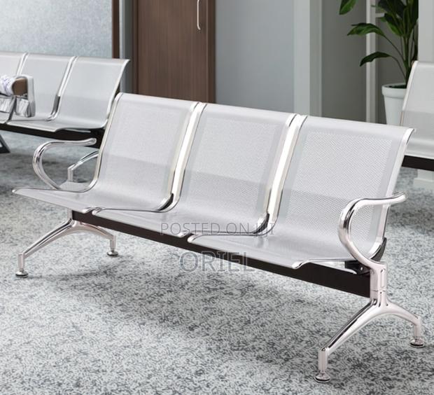 Modern Office Bench : 3-Seater Steel Waiting Bench - main view