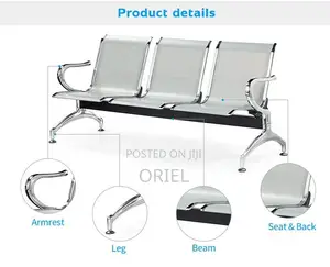 Modern Office Bench : 3-Seater Steel Waiting Bench