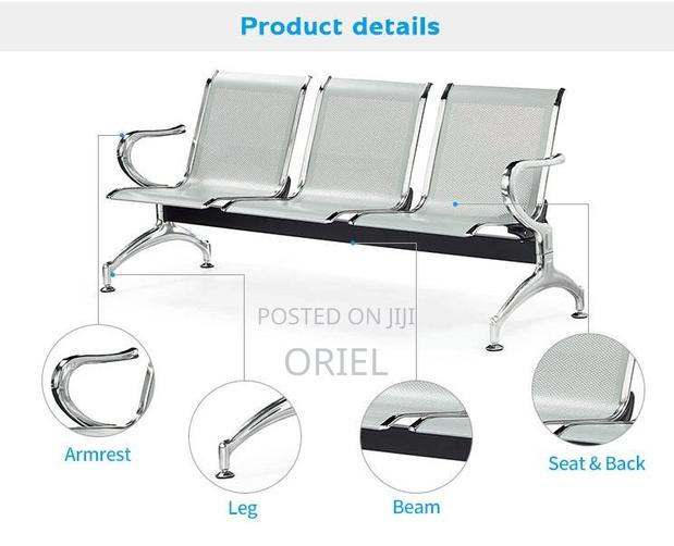 Modern Office Bench : 3-Seater Steel Waiting Bench - thumbnail 4
