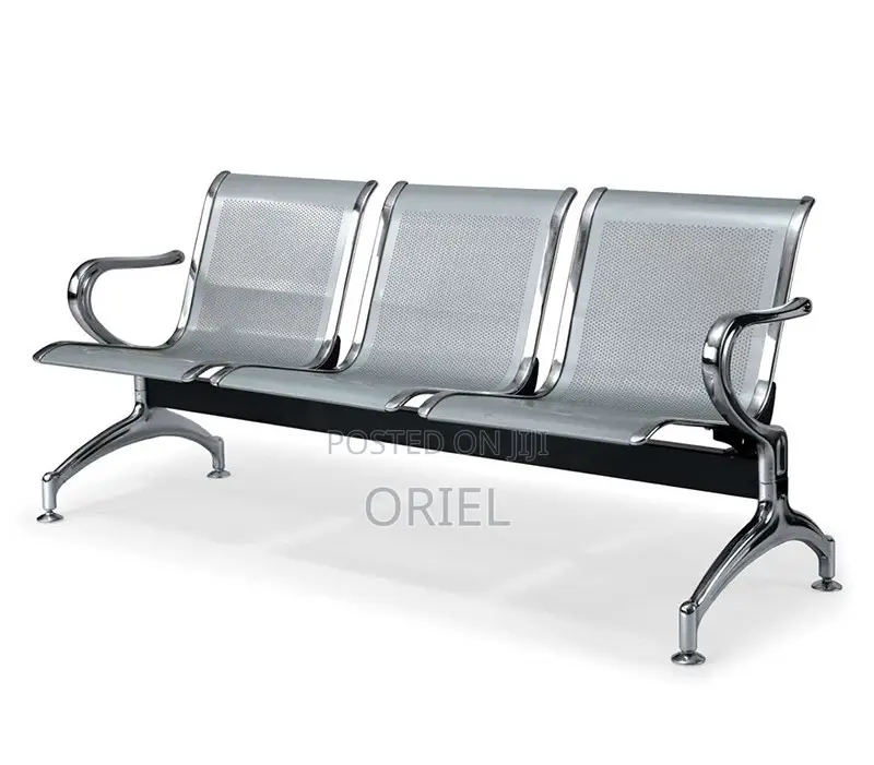 Modern Office Bench : 3-Seater Steel Waiting Bench