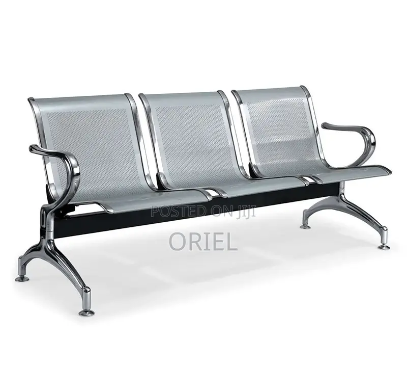 Modern Office Bench : 3-Seater Steel Waiting Bench