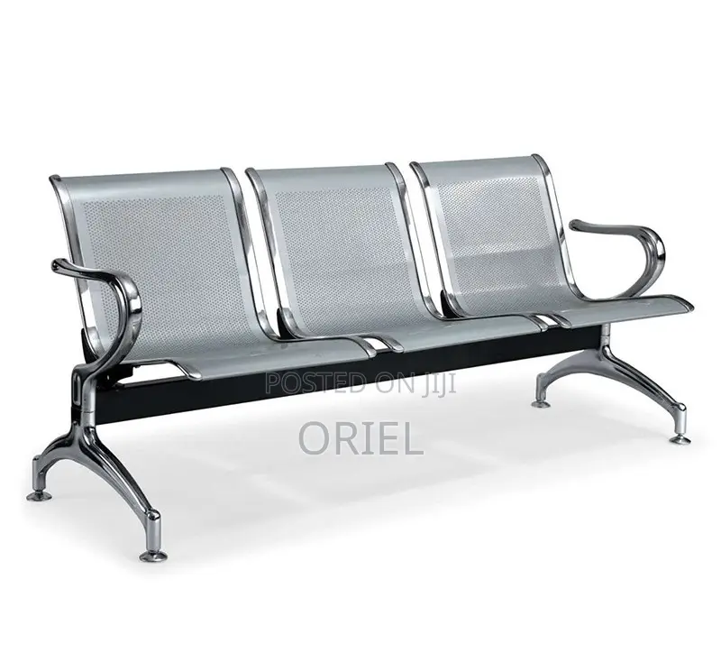 Modern Office Bench : 3-Seater Steel Waiting Bench