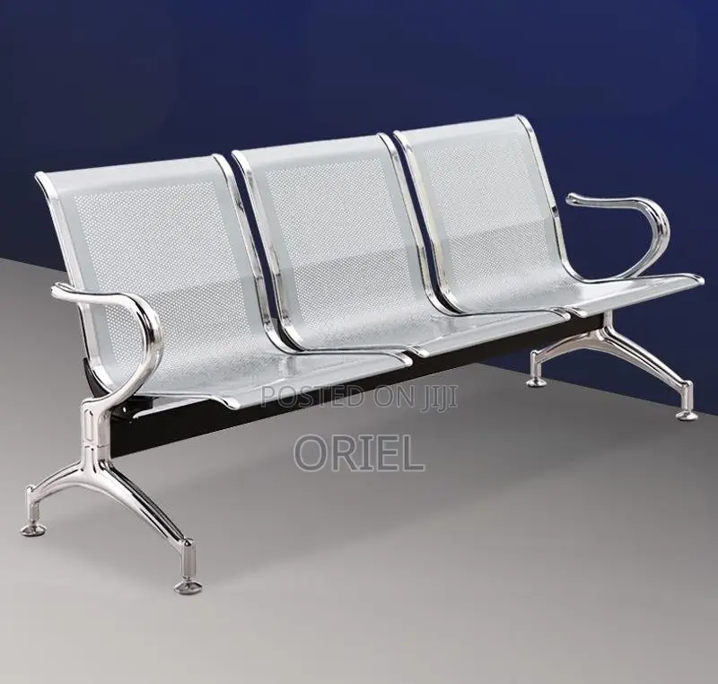 Modern Office Bench : 3-Seater Steel Waiting Bench