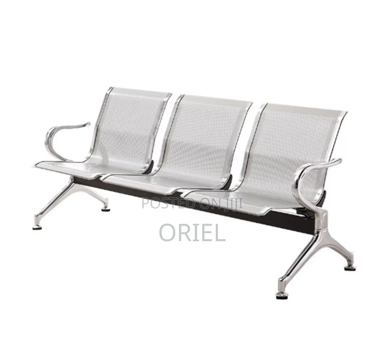 Modern Office Bench : 3-Seater Steel Waiting Bench