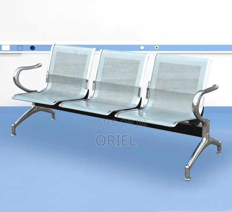Modern Office Bench : 3-Seater Steel Waiting Bench