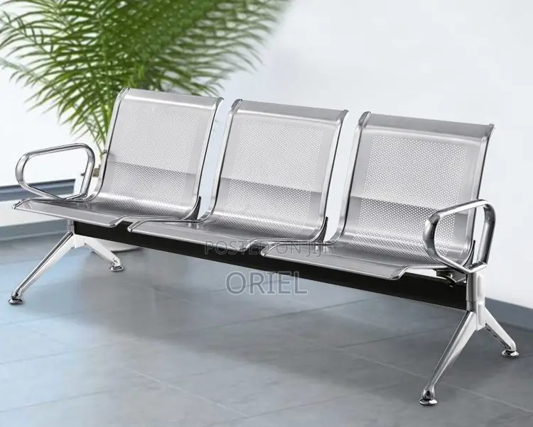 Modern Office Bench : 3-Seater Steel Waiting Bench