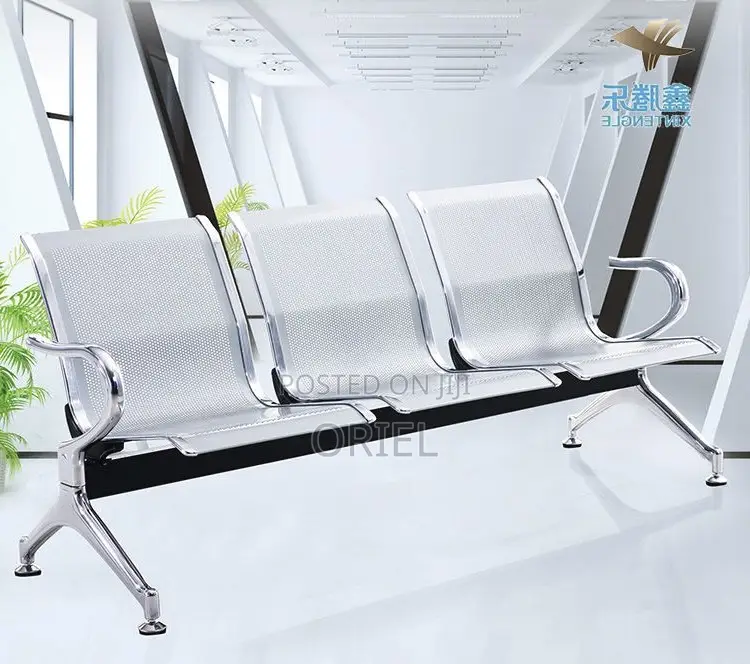 Modern Office Bench : 3-Seater Steel Waiting Bench