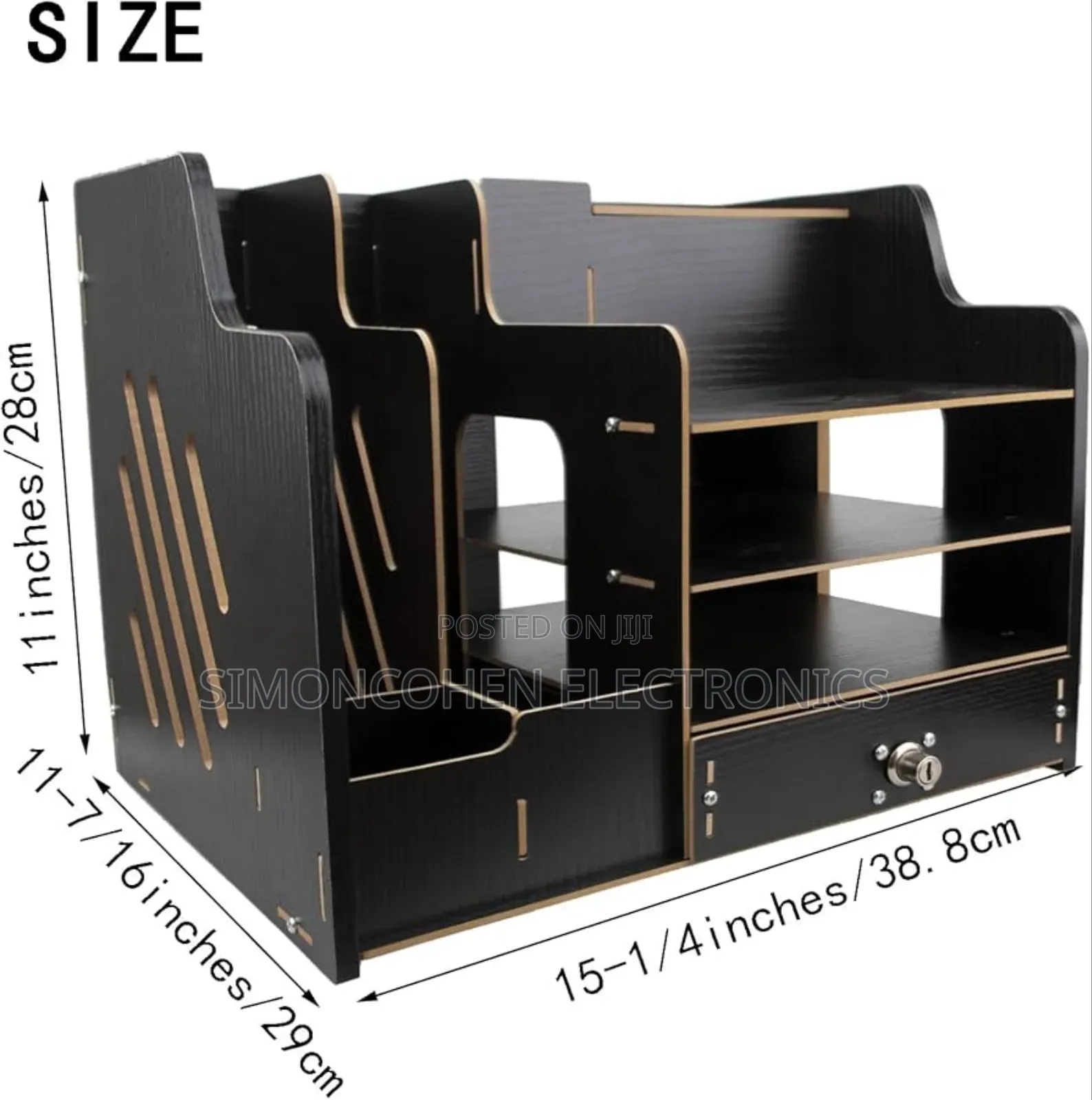 Bamboo Desk Organizer, Desktop Wood Bookshelf File Organizer