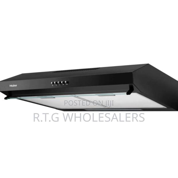 Haier 60cm Black Chimney Hood – Efficient Extraction Sleek Design