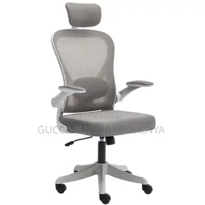 White Ergonomic Office Chair With Flip Armrest