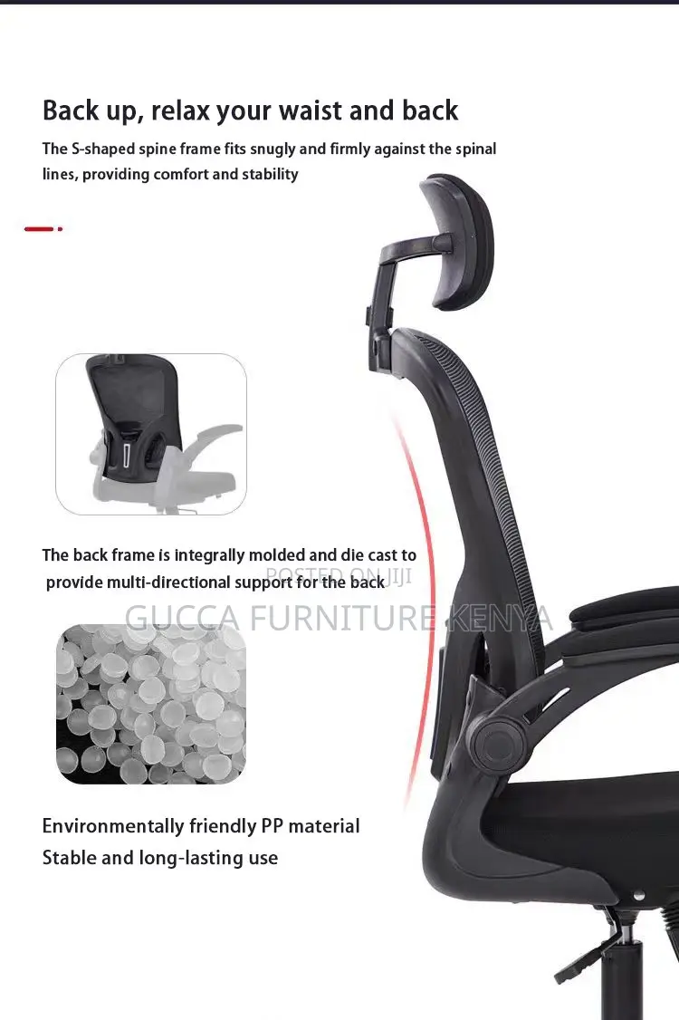 White Ergonomic Office Chair With Flip Armrest