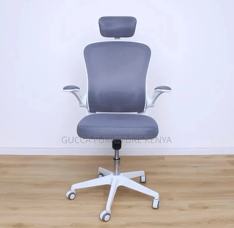 White Ergonomic Office Chair With Flip Armrest