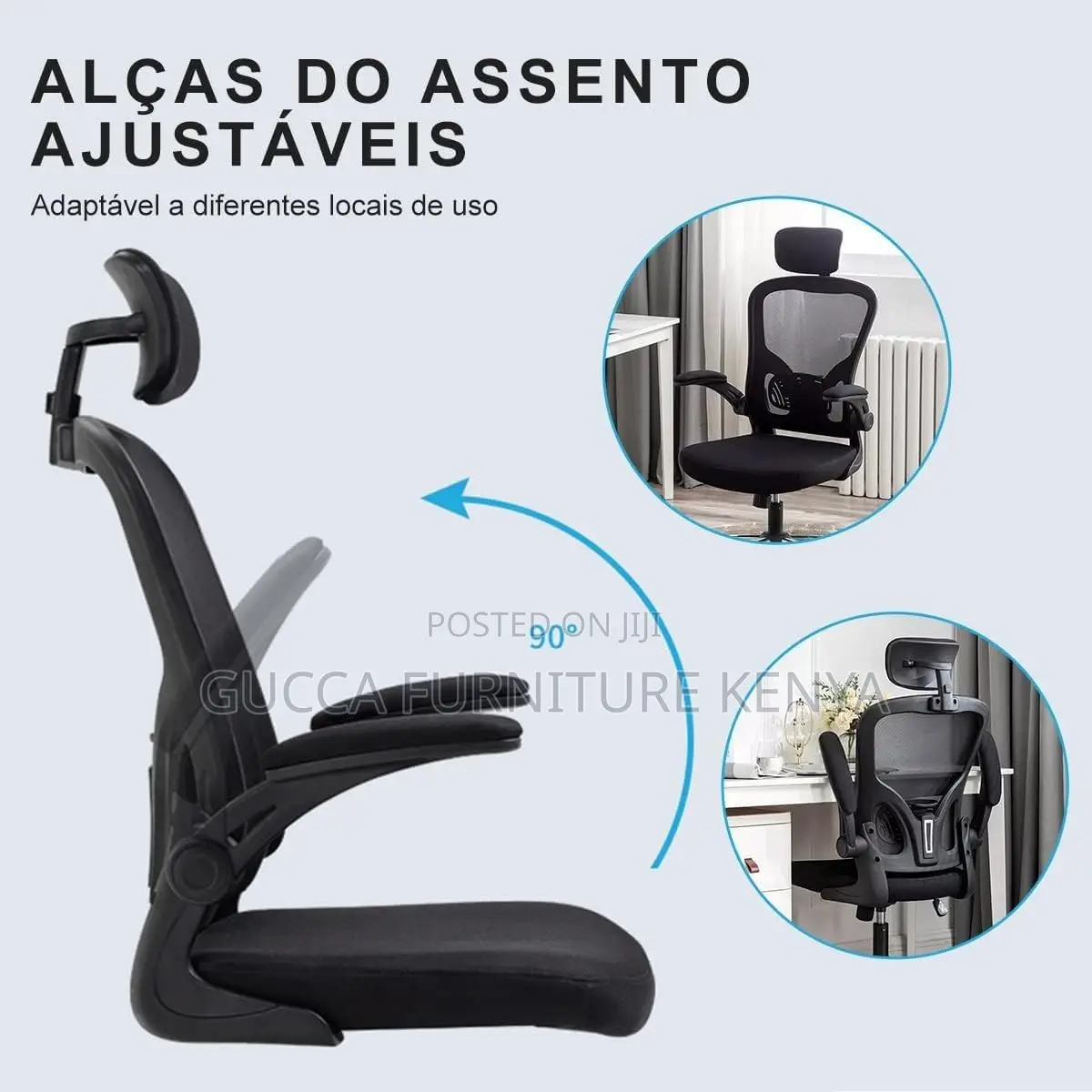 White Ergonomic Office Chair With Flip Armrest