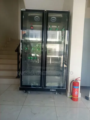 Commercial Upright Double-Door Beverage Display Chiller.