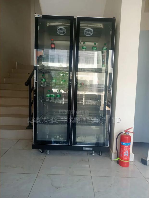 Commercial Upright Double-Door Beverage Display Chiller. - main view