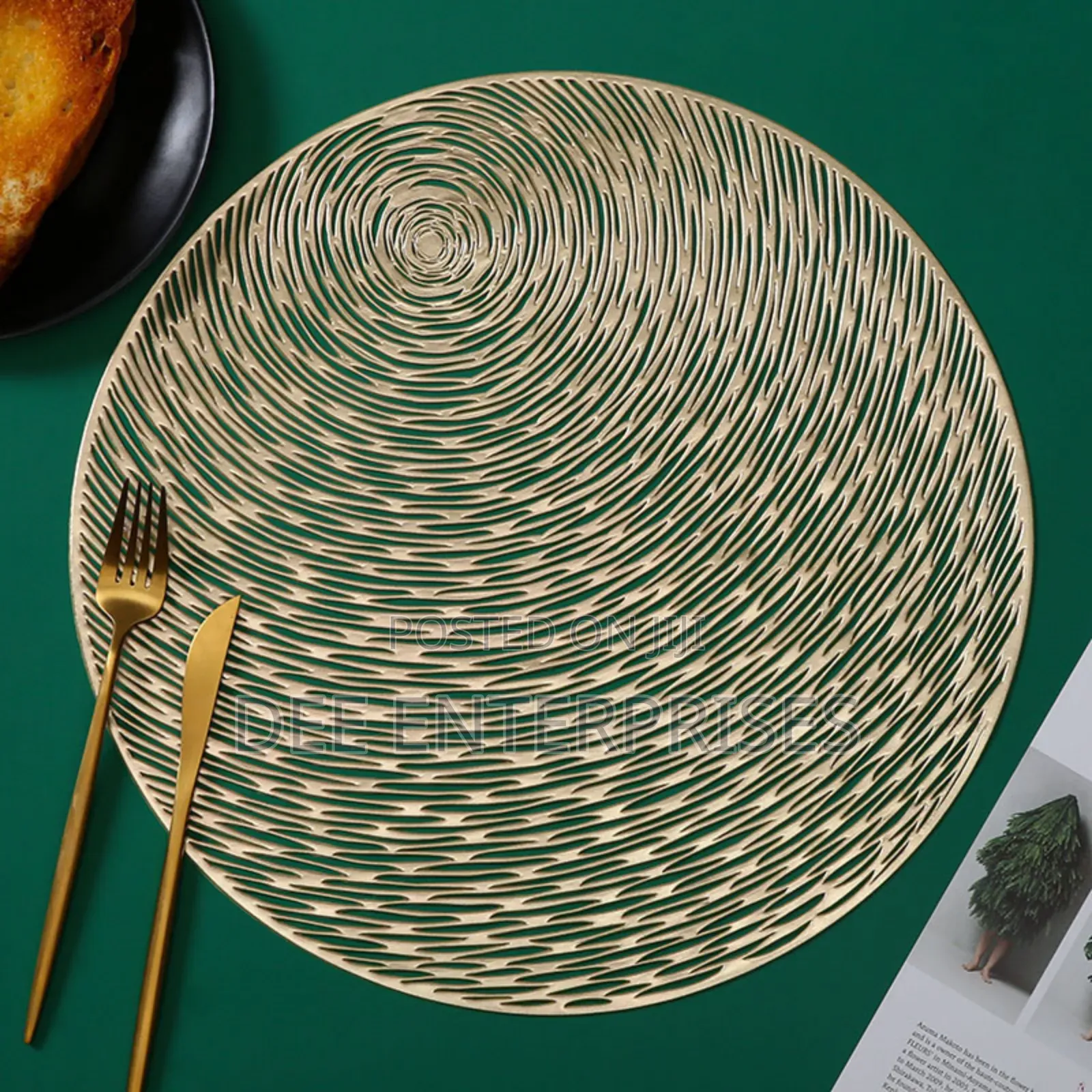 6pcs Gold Hollow PVC Table Mat