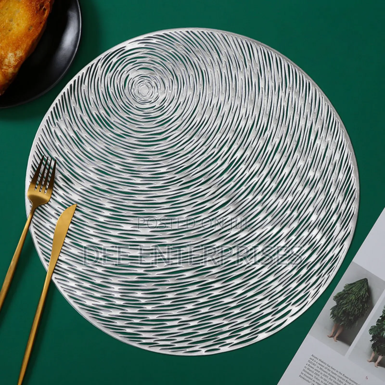 6pcs Hollow Silver PVC Table Mats