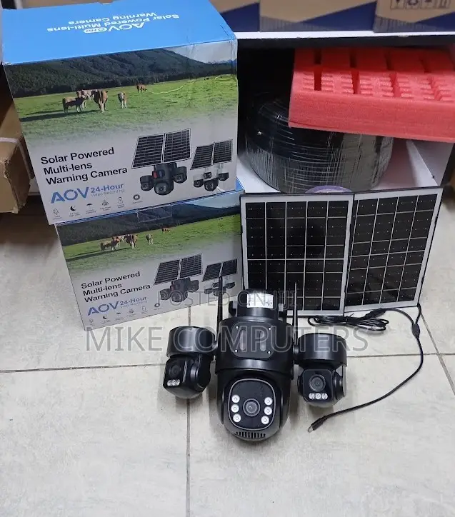 Two-Way Audio 12mp 4g Multiple Lens CCTV Camera With Solar Flood Light