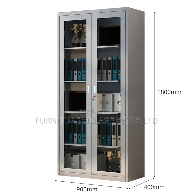 Office Furniture - Steel File Storage Cabinet With Glass Doors