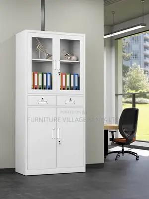 Office Furniture - Steel File Storage Cabinet With Glass Doors