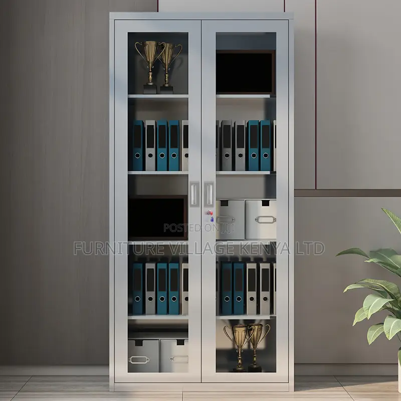 Office Furniture - Steel File Storage Cabinet With Glass Doors