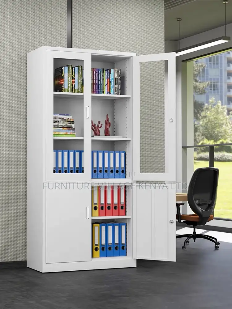 Office Furniture - Steel File Storage Cabinet With Glass Doors