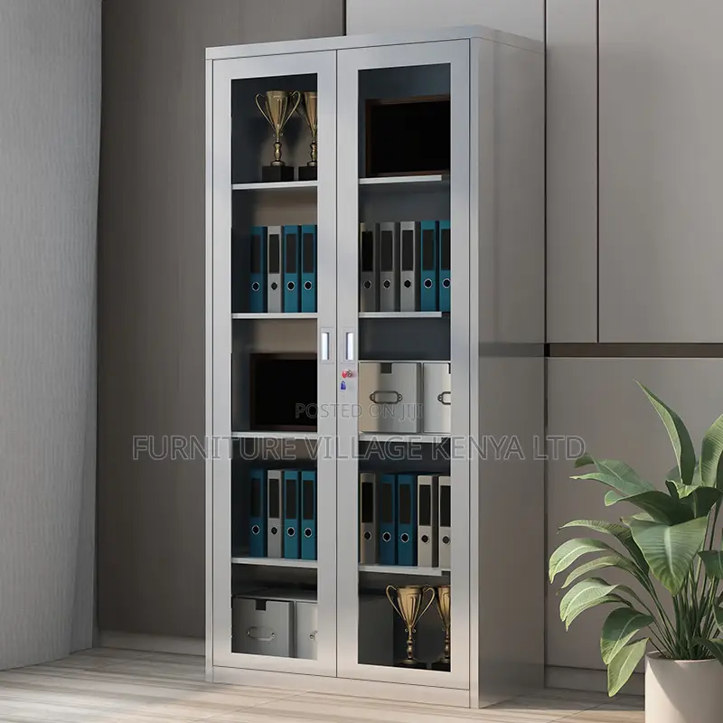 Office Furniture - Steel File Storage Cabinet With Glass Doors