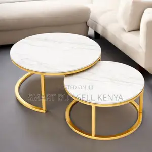 Elegant Marble Round Coffee Table Set for Modern Living Rooms
