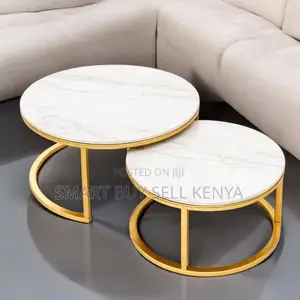 Space Saving Marble Nesting Coffee Tables With Gold Metal Legs