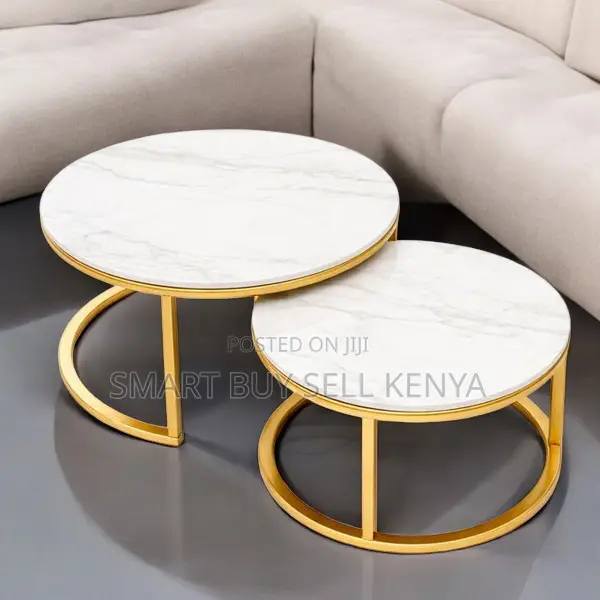 Space Saving Marble Nesting Coffee Tables With Gold Metal Legs