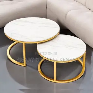 Elegant Dual Round Marble Coffee Table Set for Stylish Spaces