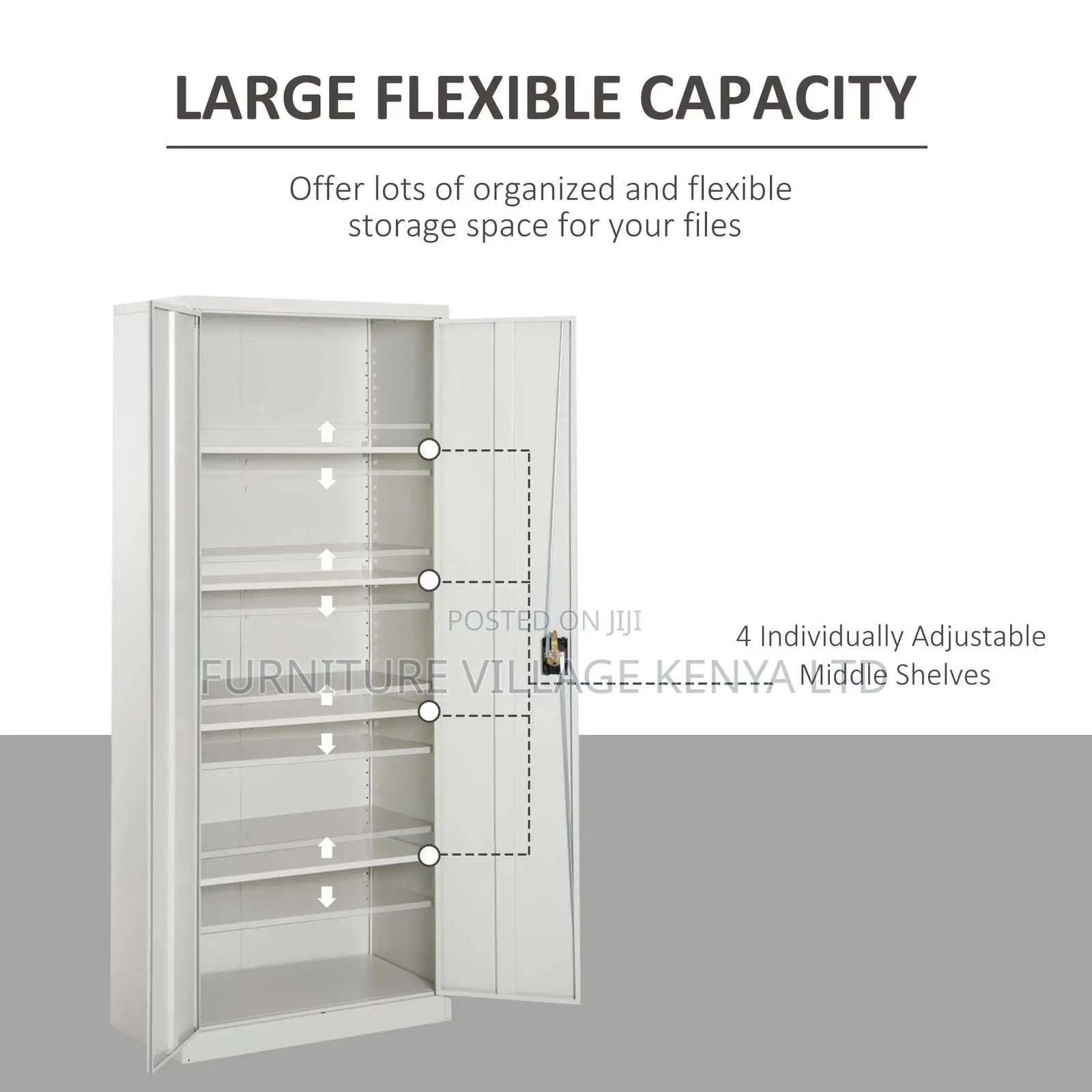 Filing Cabinet Storage Unit 2 Doors 5 Compartments Adjustable Shelf