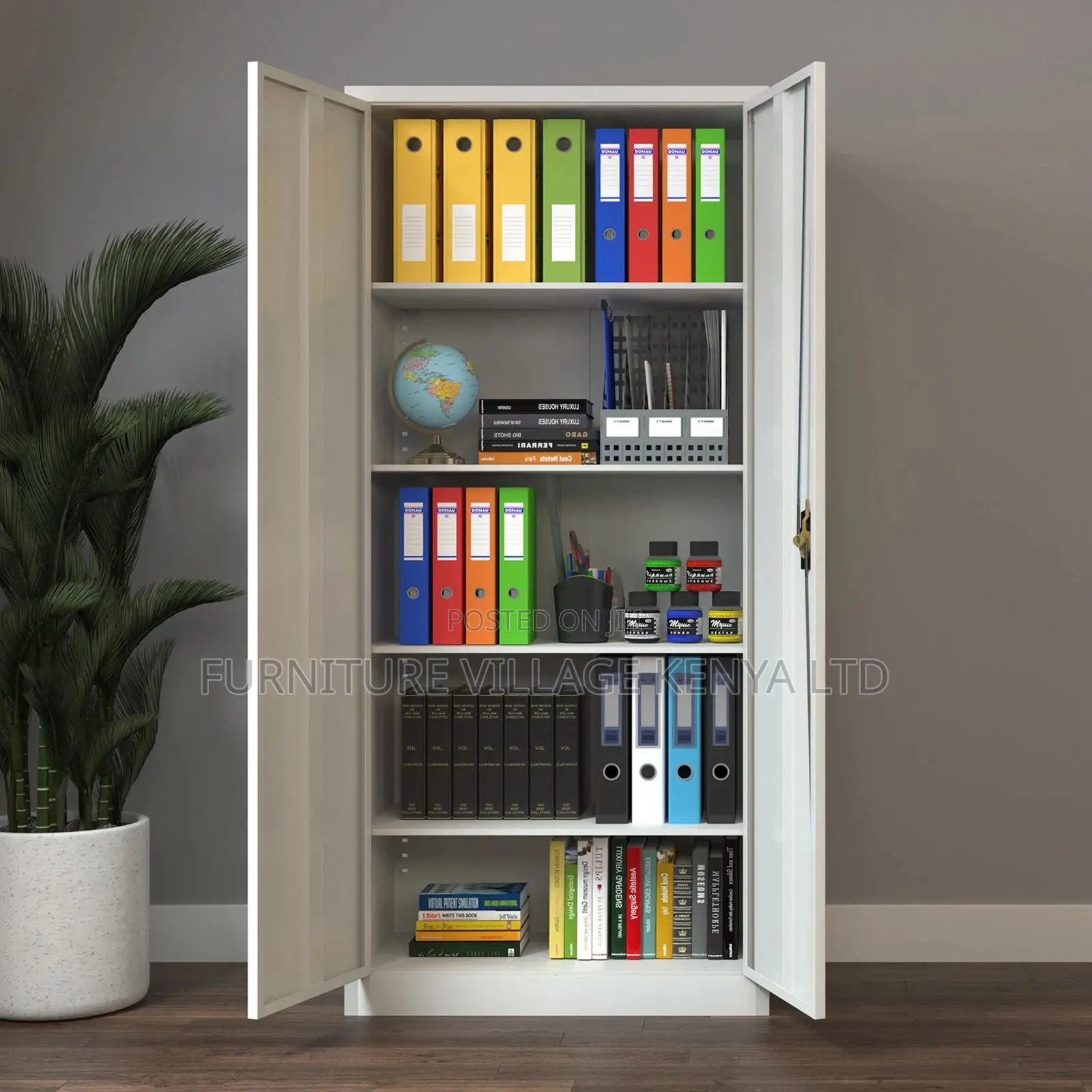 Filing Cabinet Storage Unit 2 Doors 5 Compartments Adjustable Shelf