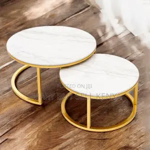 Modern Minimalist Gold Frame Marble Top Round Coffee Tables