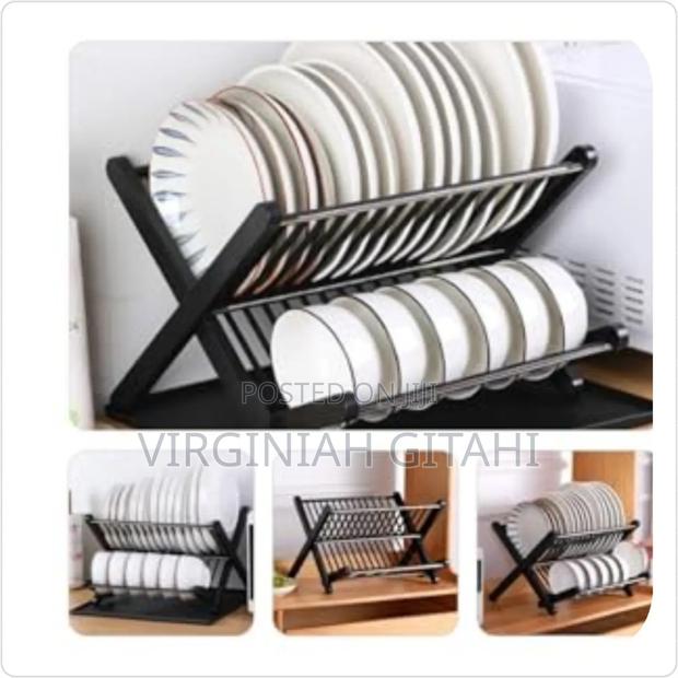 White Black Folding Drain Rack - X Shape Foldable Dish Drainer Rack *