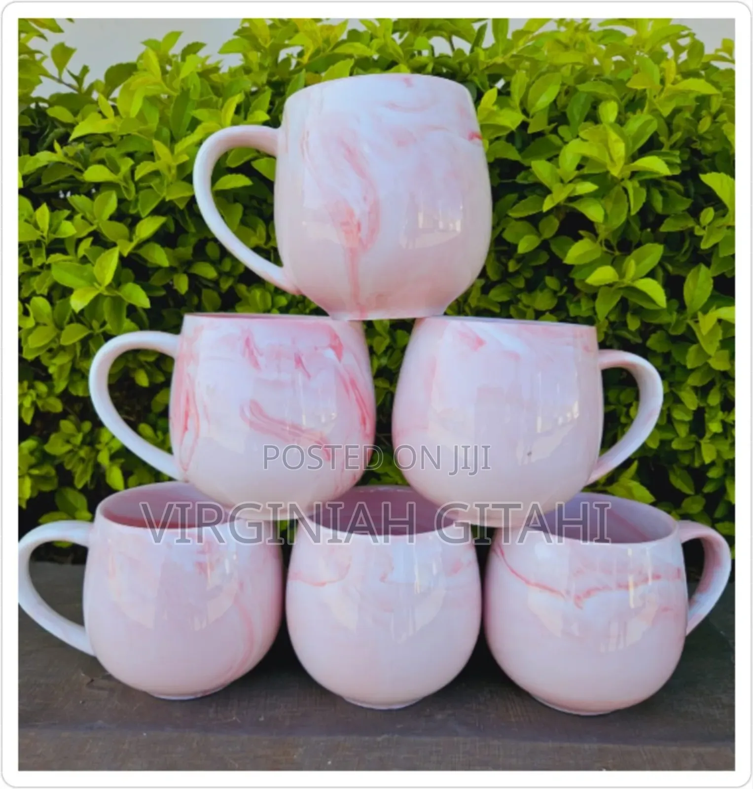 Grey Pink6pcs Marble Cup