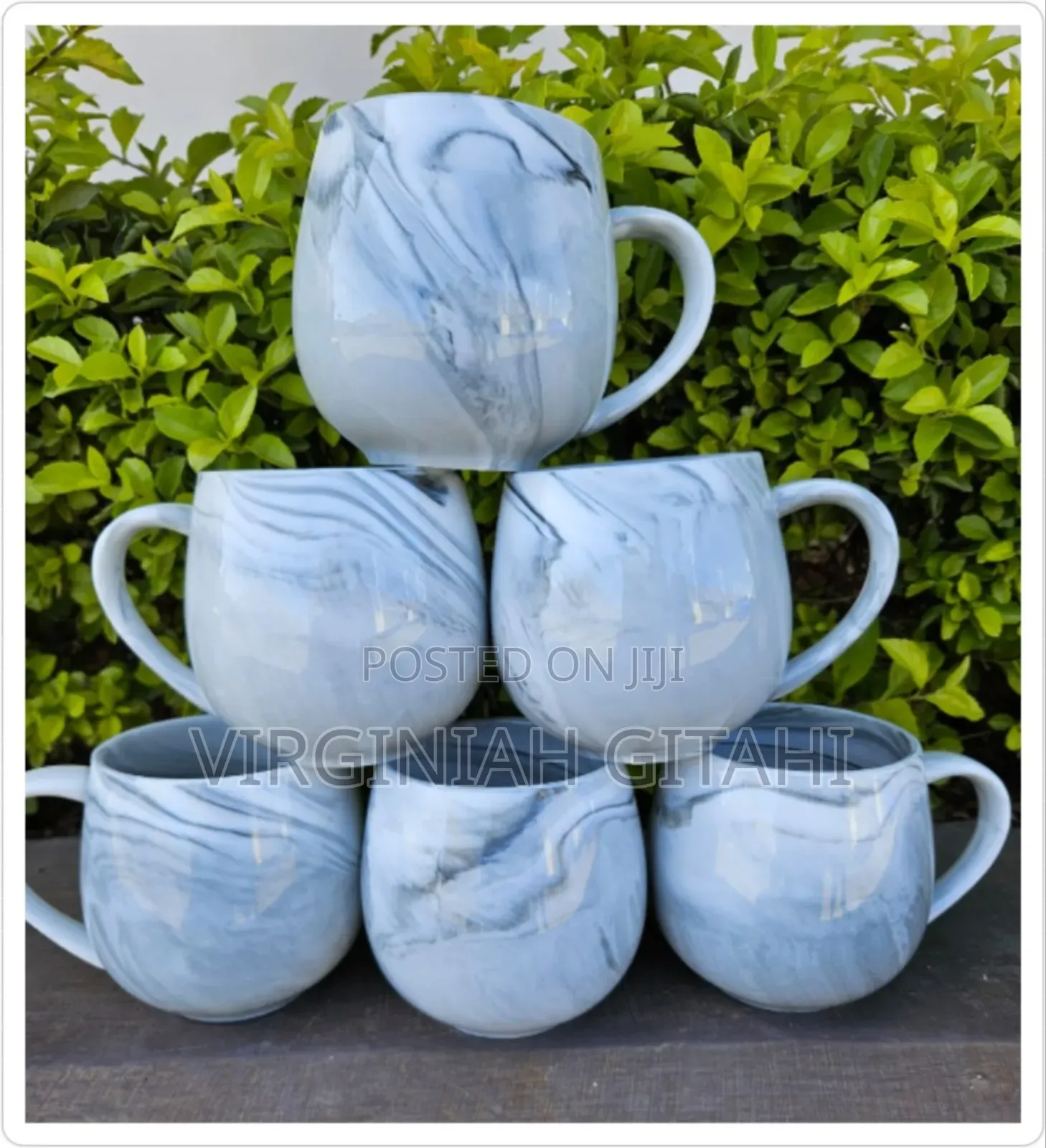 Grey Pink6pcs Marble Cup