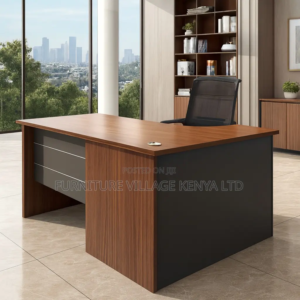 Staff Office Desks: 1.4 Meters Curved Corporate Table With Drawers