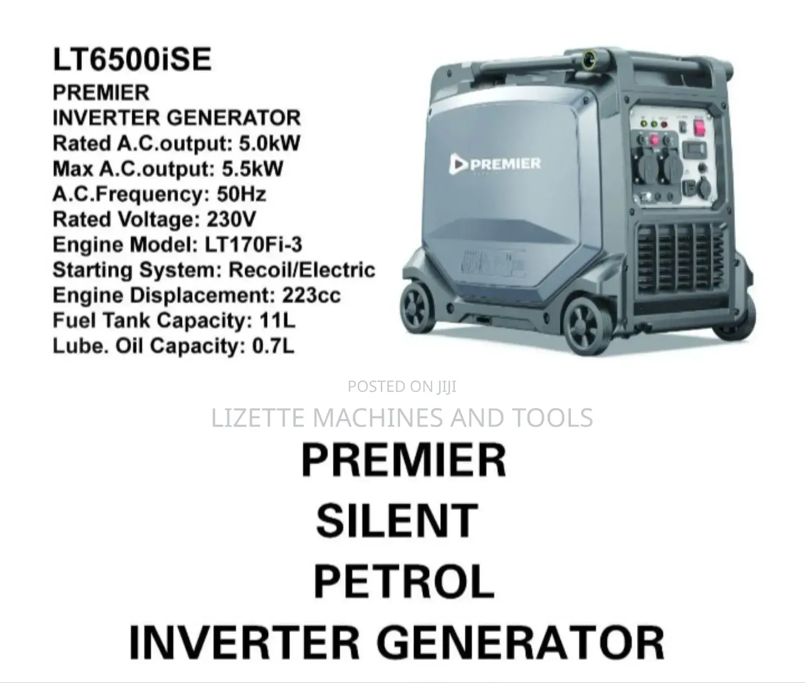 Premier 5.5kva Silent Petrol Inverter Generator Lt6500ise