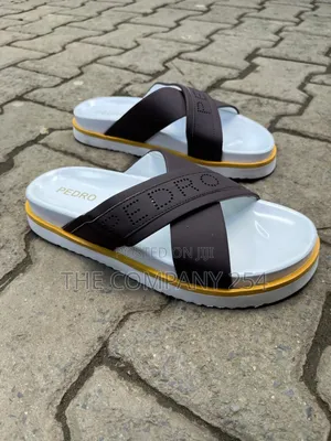 Quality Casual Leather Designer Men Open Slide Shoes