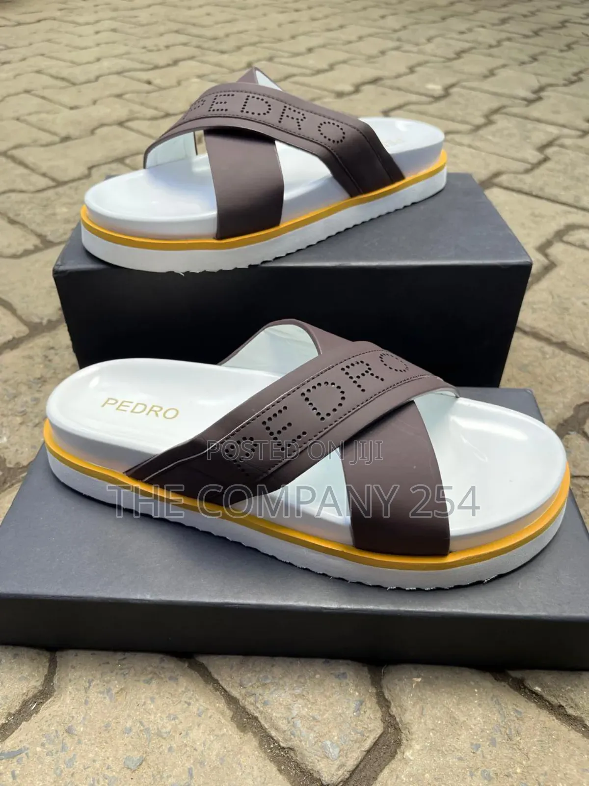Quality Casual Leather Designer Men Open Slide Shoes