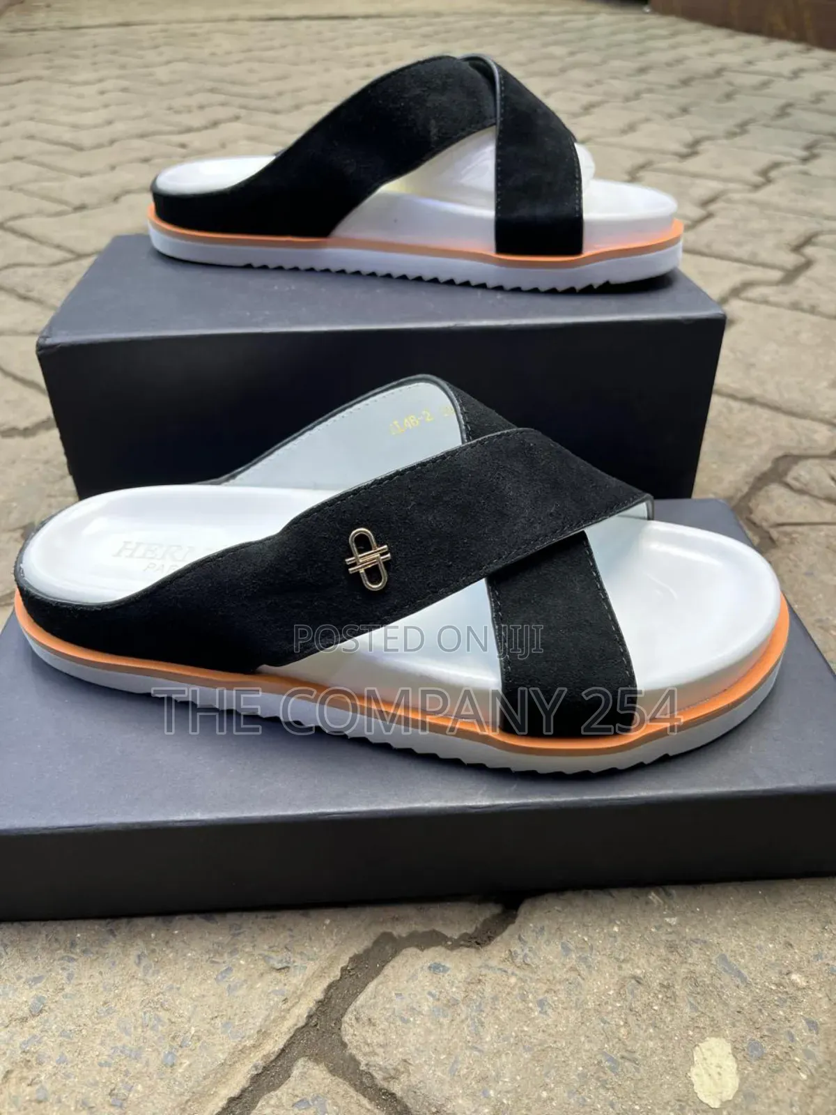 Quality Casual Leather Designer Men Open Slide Shoes