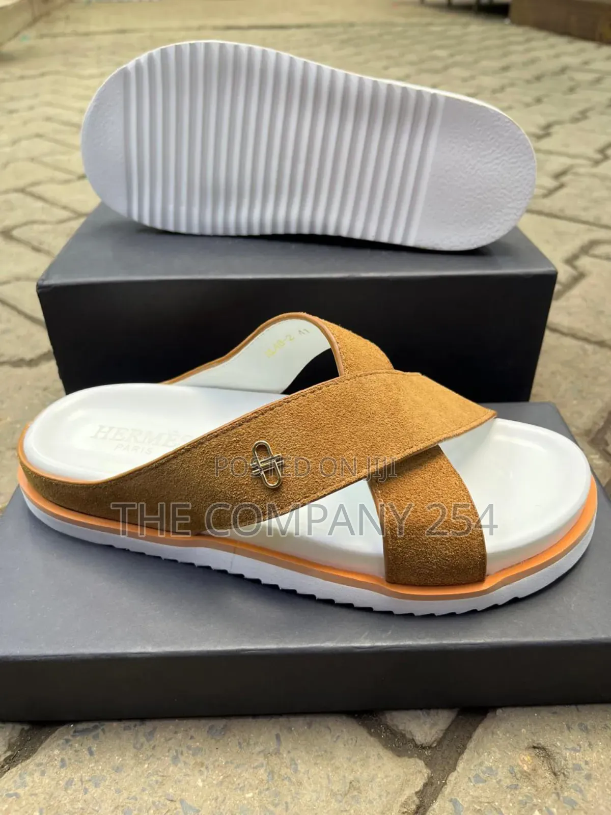 Quality Casual Leather Designer Men Open Slide Shoes